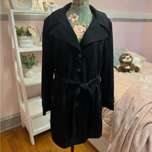 Calvin Klein Black Women's Hooded Rain Coat Jacket EUC Size L